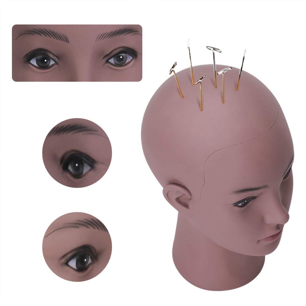 Brown Bald Mannequin Manikin Head Female Hairdressing Cosmetology with Free For Wig Jewelry And Hat Display