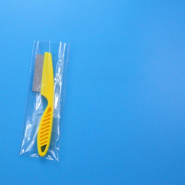 Pet Animal Comb Dog Cat Care Protection Flea Comb Stainless Steel Comfort Flea Hair Grooming Comb Dogs Care Supplies: Yellow / M