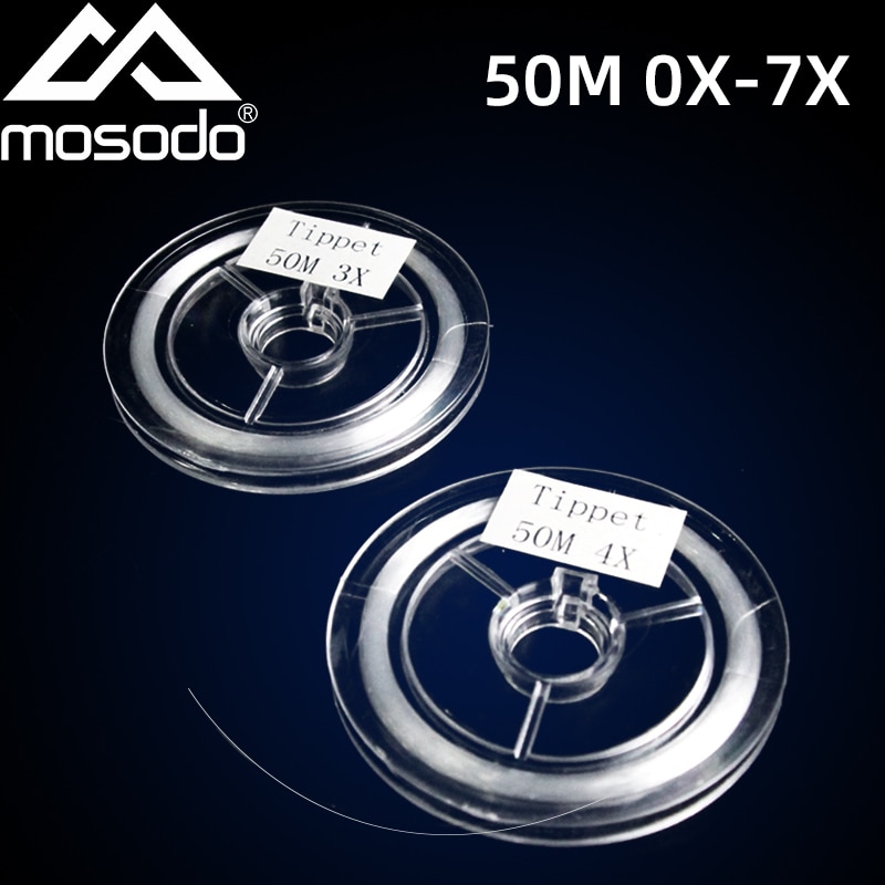 Mosodo 50m tippet leder linje 0x-7x 3-12lb sterk dra fluorkarbon fluefiske nylon tippet leder linje