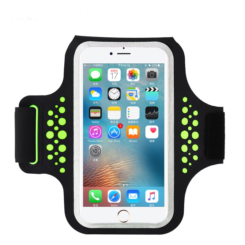 5.0 tommer sports løbebånd på hånden til iphone 11 pro  x 6 6s 7 8 vandtæt armbånd gym taske udendørs taske til samsung  s6 s7: Grøn