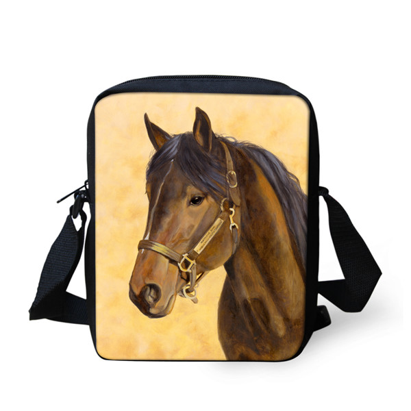 TWOHEARTSGIRL 3d Cool Paard Afdrukken Jongens Messenger Bag Student Crossbody Tas Kleine Kids Animal Strandtas Opslag Handtassen: Z920E