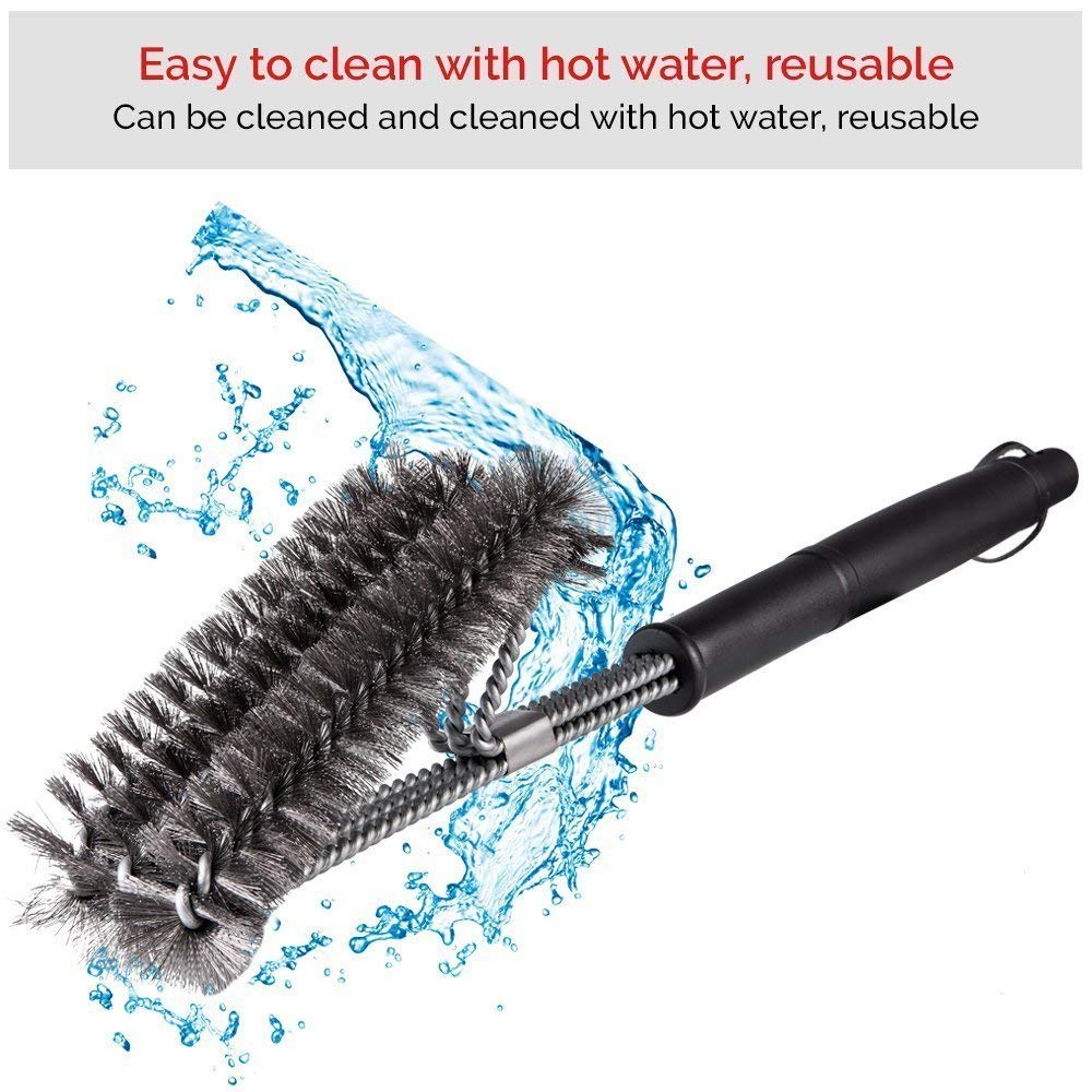 Barbecue brush, 3 in 1 barbecue grill brush cleaning brush with stainless steel wire, very suitable for barbecue, gas grill elec