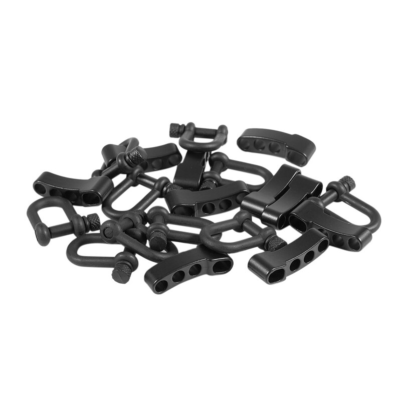 10x U Style Zinc alloy Adjustable Shackle Buckle For Paracord Bracelet Rope Black