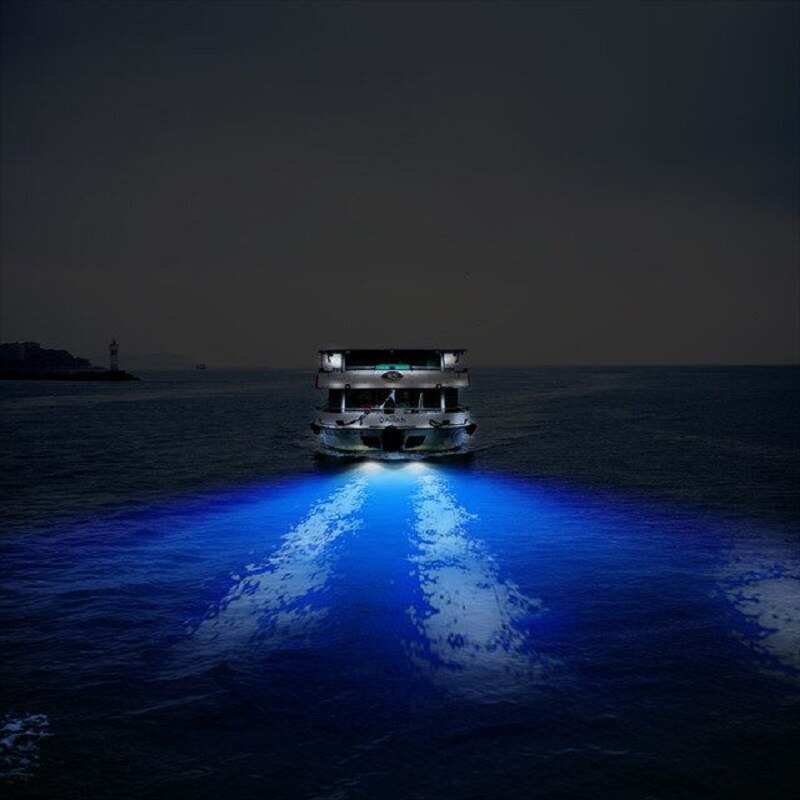 Marine rustfrit stål undersøisk ponton vandtæt båd akterspejl lys 3.5 tommer 10-30v dc hvid / blå 27 led  ip68