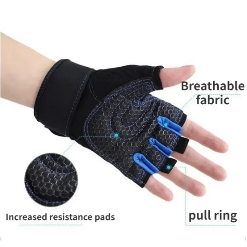 Gants de Fitness demi-doigt pour hommes et femmes, protection antidérapante, protège-poignet, haltère, équipement de cyclisme, gants d'entraînement