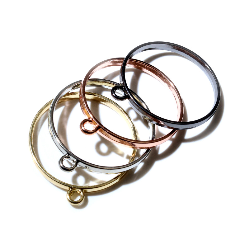 10 unidades, bandeja colgante de resina epoxi con marco metálico de aleación de Zinc hueco redondo de 34x29,5mm para accesorios de fabricación de joyas DIY