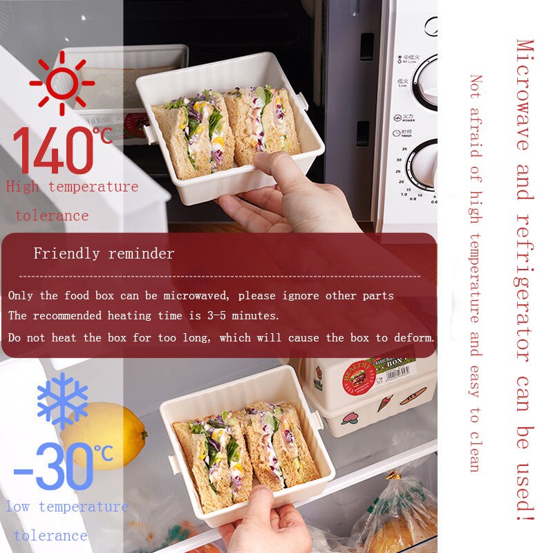 Sandwich Box Lunch Boxes Portable Bento Box Food Hamburger Containers Storage Organizer Kitchen Accessories Japanese Square PP