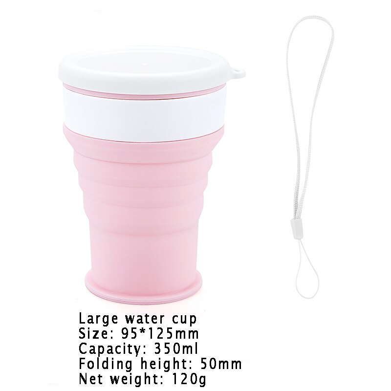 Nowy składany kubek silikonowy kubki robić kawy podróży składany kubek wody jedzenie stopień artykuły spożywcze odkryty kubek herbata kawa Handcup: L-różowy