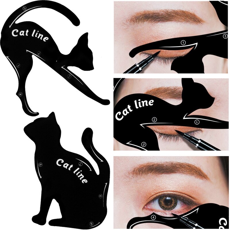 Pochoirs Eye-liner à ligne de chat, outil de maquillage noir, maquillage facile, pochoirs à ligne de chat, modèle façonnant, carte d&#39;eyeliner