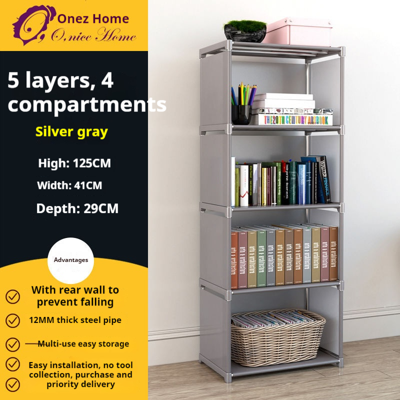 Bibliothèque Simple du sol au plafond, gain de place pour dortoir, support de rangement à domicile, résistant à l'usure, armoire de rangement multifonctionnelle: WHITE