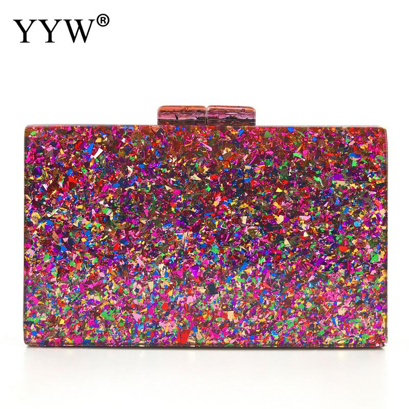 Frauen Luxus Schulter Taschen Kette Acryl Crossbody-tasche Handtasche Weibliche Kasten Tasche Kupplung Abend Partei Kupplungen Und Geldbörse