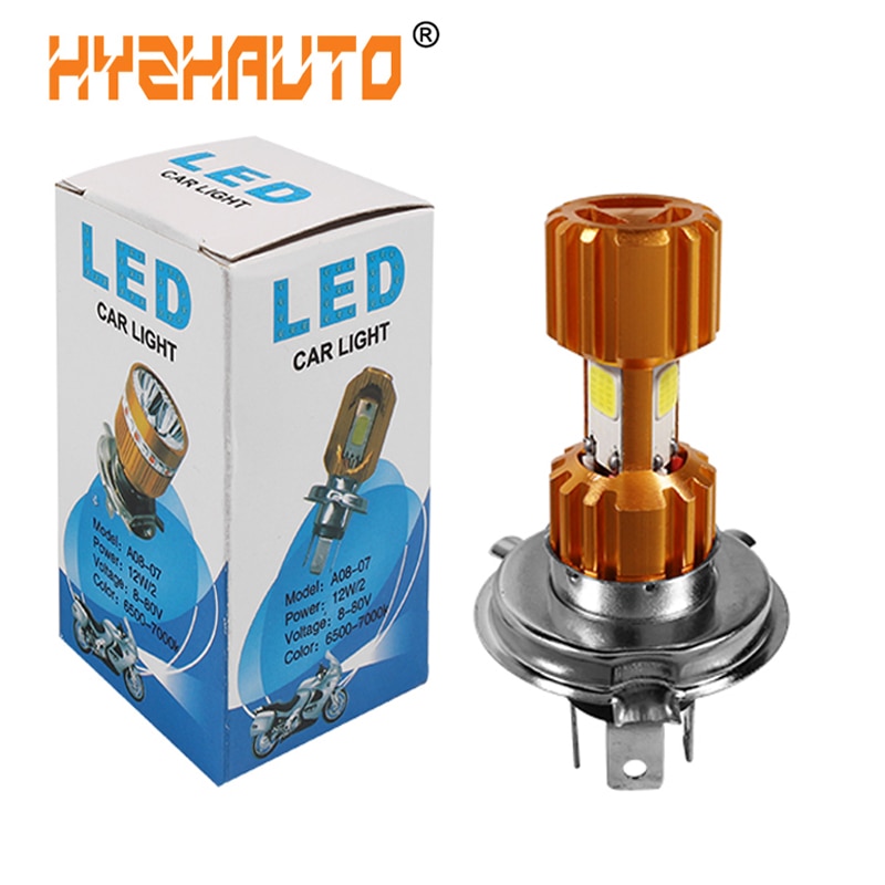Hyzhauto H4 Led Motorfiets Koplamp Wit 12V HS1 Led Moto Lampen 2400lm High Power Cob Motorbike Scooter Koplamp Accessoires