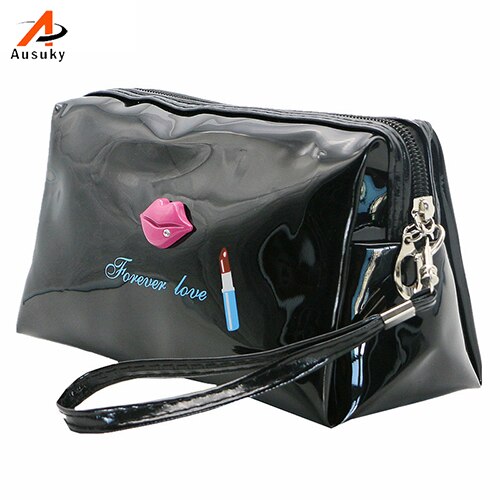 Women Portable Cosmetic Bag Travel Cosmetics Bag Trousse De Maquillage Necessaire Female Toiletry Kits bolsas femini: black