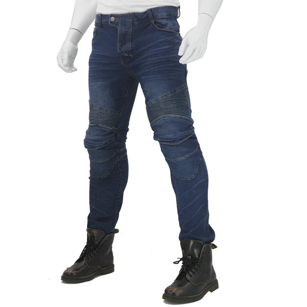 Motorcykel ridebukser denim jeans med 4 x knæ hofte panser puder til mænd kvinder biker beskyttende bukser pantalones blå