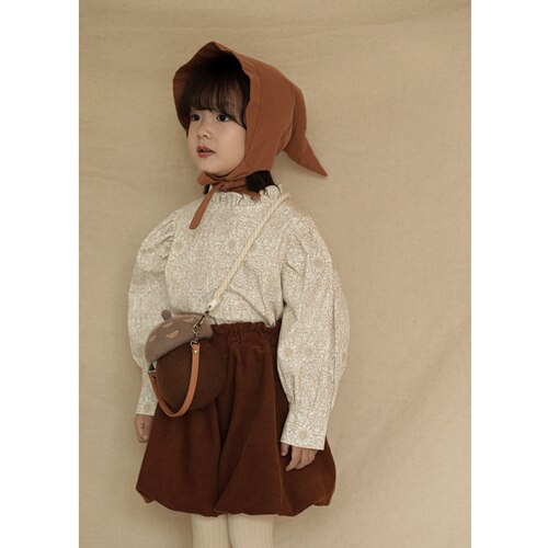 Meisjes lente en herfst katoenen bloemen houten oortjes onderkant shirt babykleding kinderen eenvoudig baby's lange mouwen top