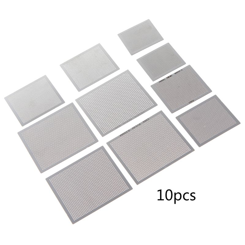 10 -teiliges set universeller bga-reballing-schablonen für die reparatur von computer-ic-chips