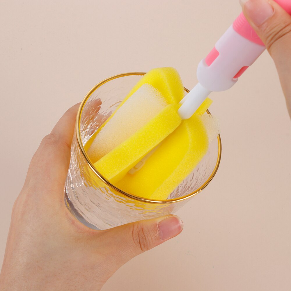 7Pcs Baby Bottle Brush Set Baby Nipple Milk Feeding Bottle Cup 360-degree Rotating Clean Sponge Spout Cup Brush Kit Cleaner Tool