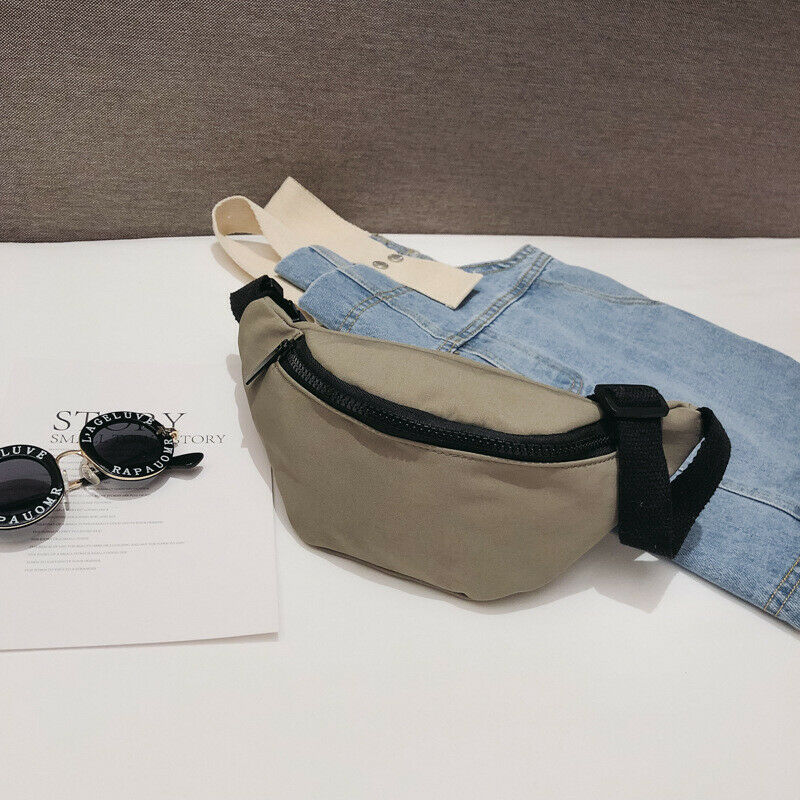 Mignon fille dame taille sac décontracté solide couleur nylon fermeture éclair fanny pack extérieur voyage poitrine sac: green