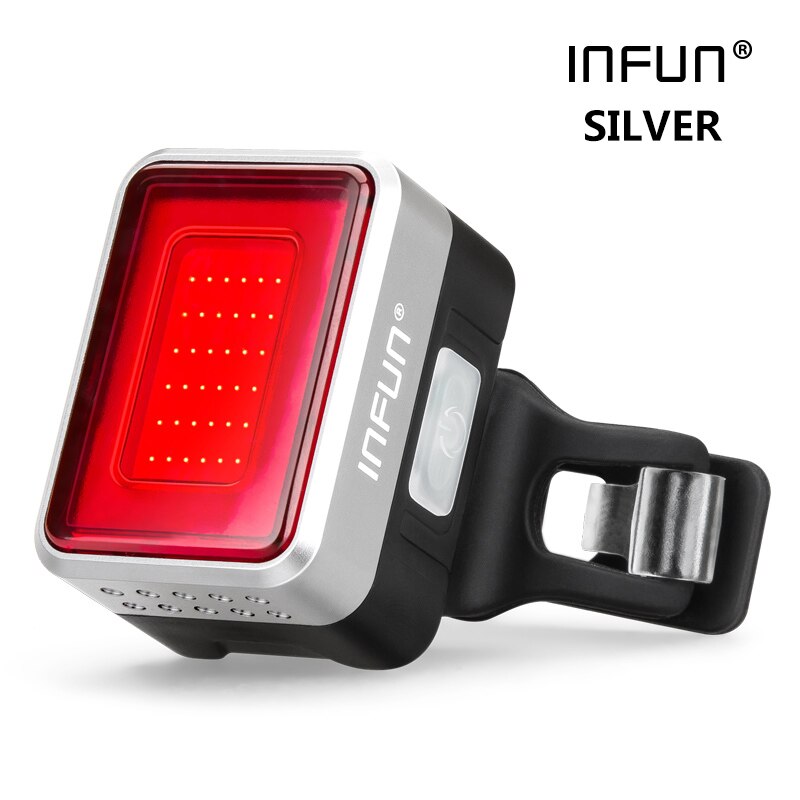 INFUN F50 Fahrrad Rücklicht Rücklicht Fahrrad Automatische Bremse Induktion straße MTB Radfahren Ladung FÜHRTE Sicherheits Lauf Lampe: Silber-