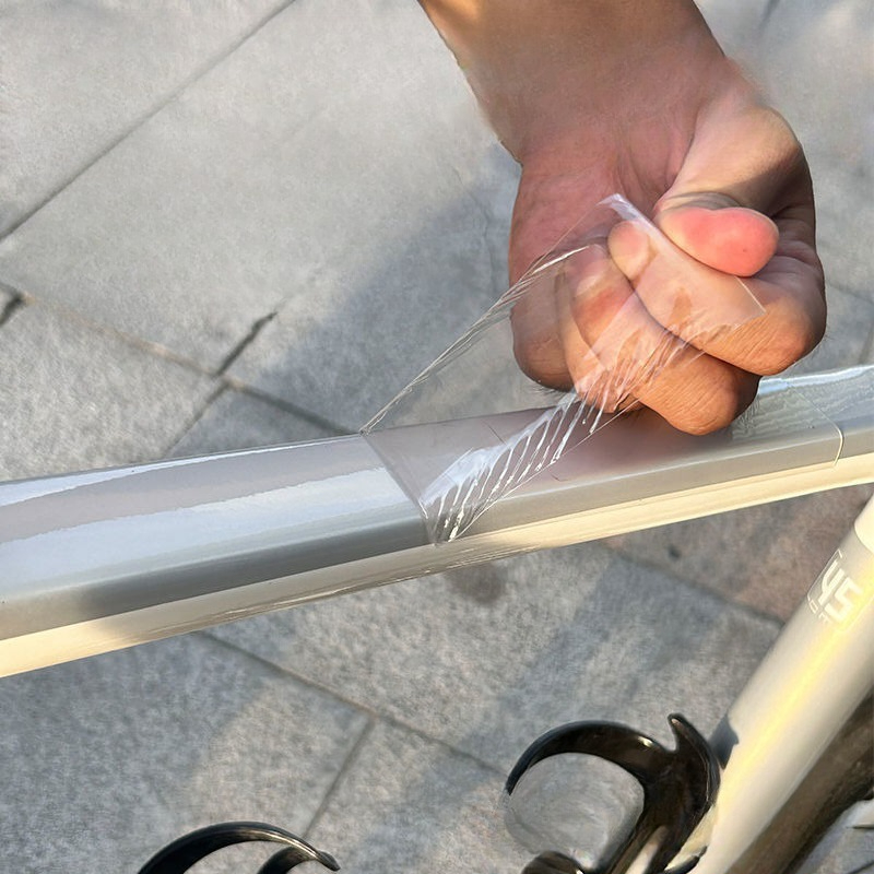 10m cykler gennemsigtigt beskyttende klistermærke tyk ridsefast cykeltapefilm cykelstel sikkerhedsbeskytter