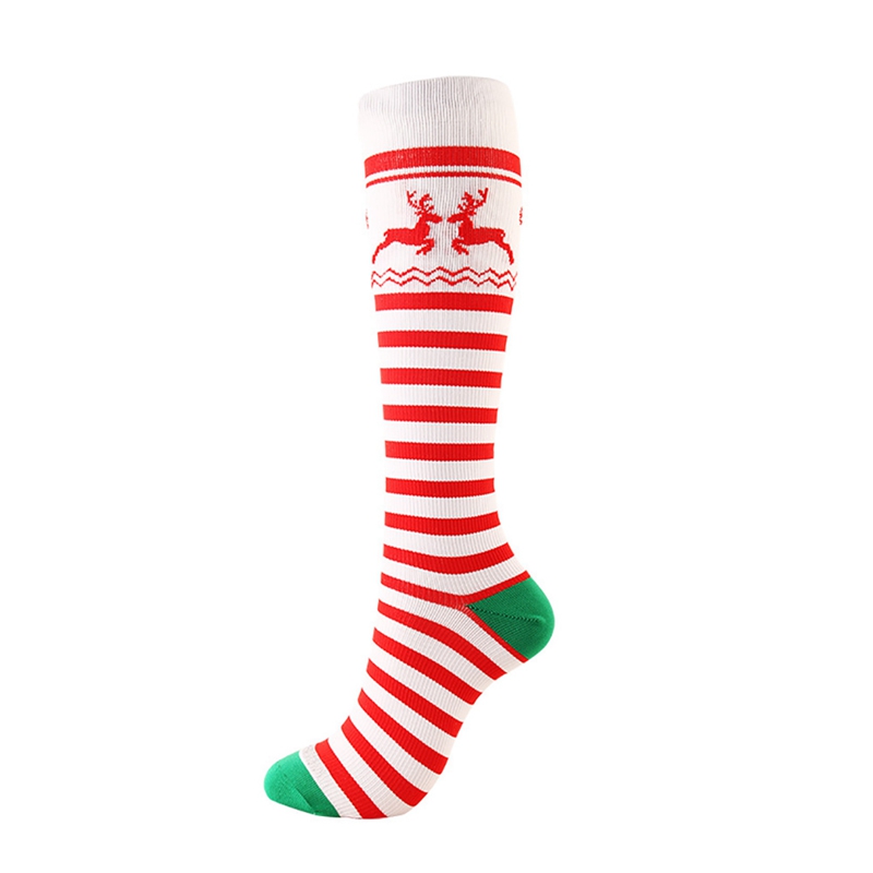 Christmas Pattern Sport Compression Socks Nursing Stockings Sports Running Nylon Socks Festival Gift1.