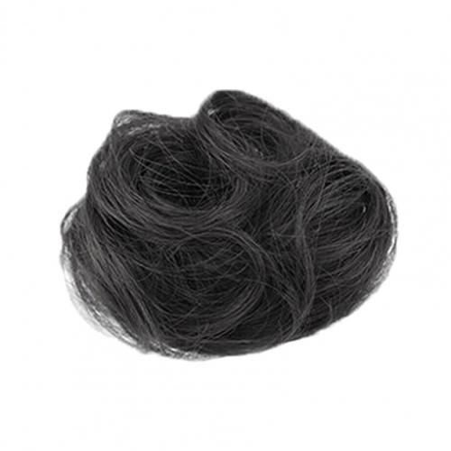 Girl's Donut Hair Bun synthetic Wrap On Messy Bun Mini Hair Bun Extension Curly Chignon Claw Clip Hairpiece Topknot Accessory: black