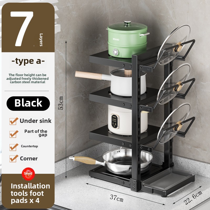 Mehrschichtiges Küchenregal unter der Spüle, Schrank, Topfregal mit mehrschichtigem Lagerregal, auf der Arbeitsplatte genähtes Topfdeckelregal: Grün