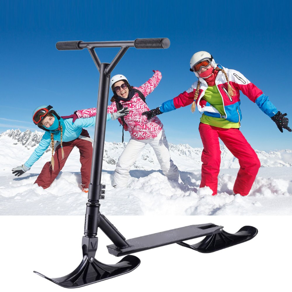 Luge à neige planche à neige trottinette Ski traîneau accessoires patins à neige noir trottinette extérieure trottinette deux-en-un enfant planche à Ski