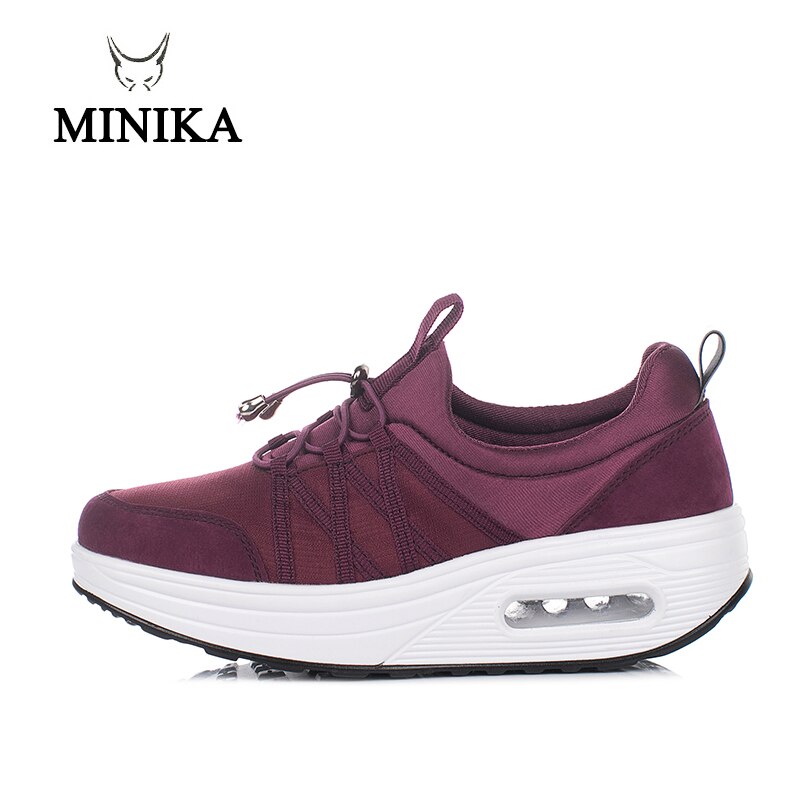 Minika Drawstring Women Sport Toning Shoes Slimming Air Platform Swing Wedge Shoes Health Feminino Zapatillas Deportivas Mujer