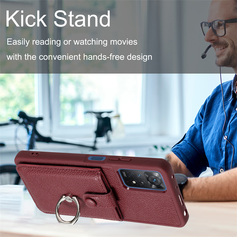 Étui portefeuille en cuir de luxe pour Xiaomi Redmi Note 11 11S 4G, fente pour carte, anneau de support, pour Redmy Note11 Note 11E Pro 11Pro