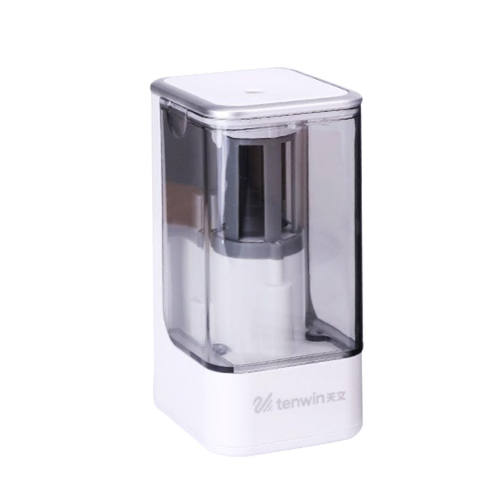Sacapuntas eléctrico con función de parada automática para lápices de colores, afilador portátil para escuela, aula, oficina y hogar: White