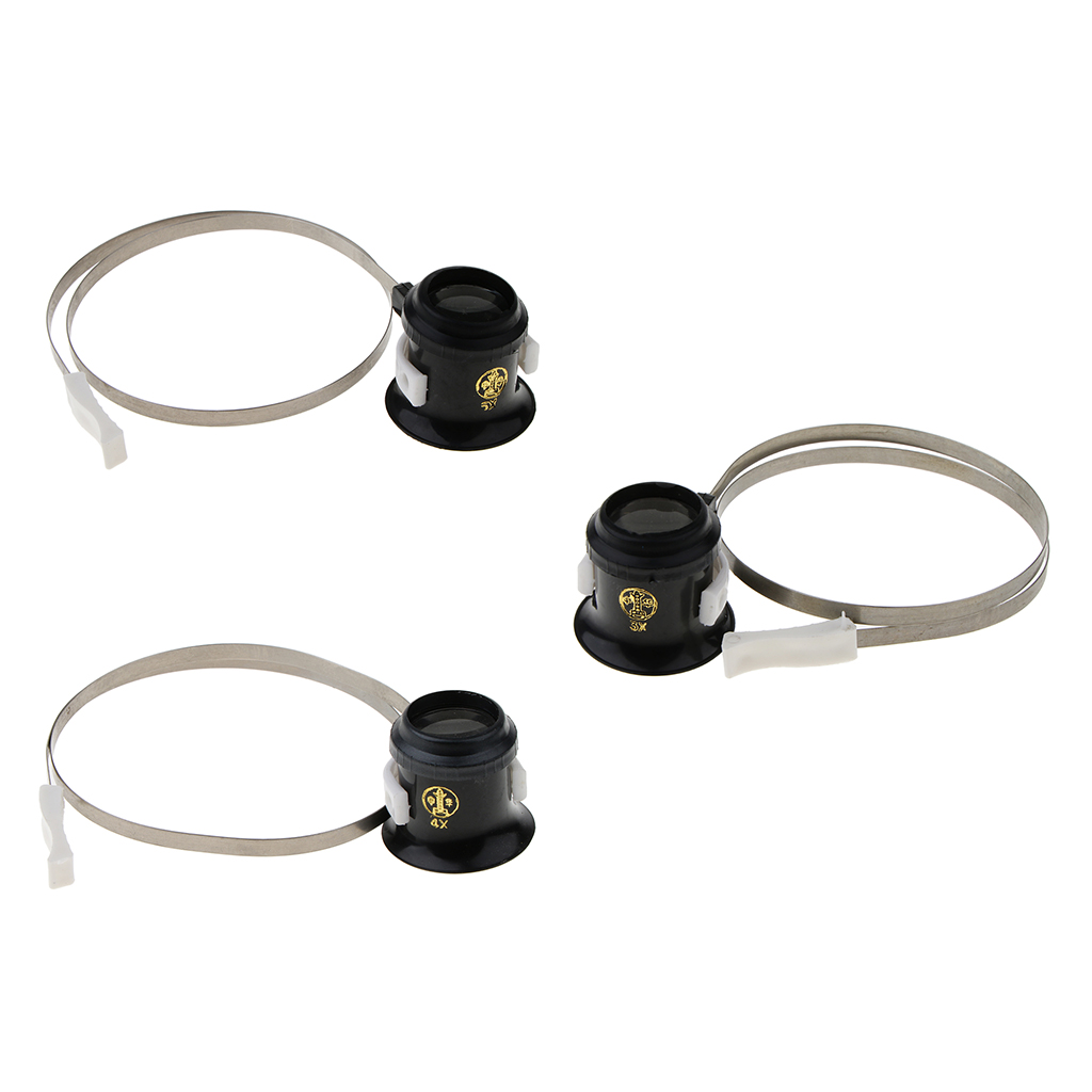 3X 4X 5X Magnifier Jewelry Watch Repair Magnifying Glasses Loupe Lens Jeweler Watch Repair with Wire Eye Loupe Holder Band