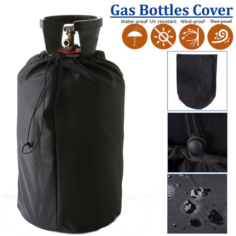 Gas Bottle Cover Oxford Cloth Black Propane Tank Cover Outdoor Waterproof UV Resistant Dustproof Propane Can Protector