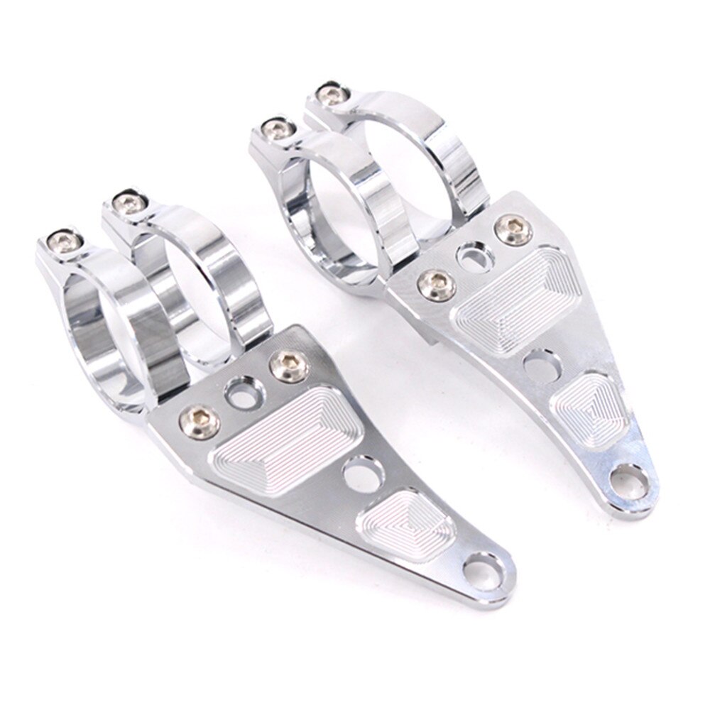 Soporte de montaje para faro de motocicleta, accesorios de aluminio para horquilla de 41mm: silvery