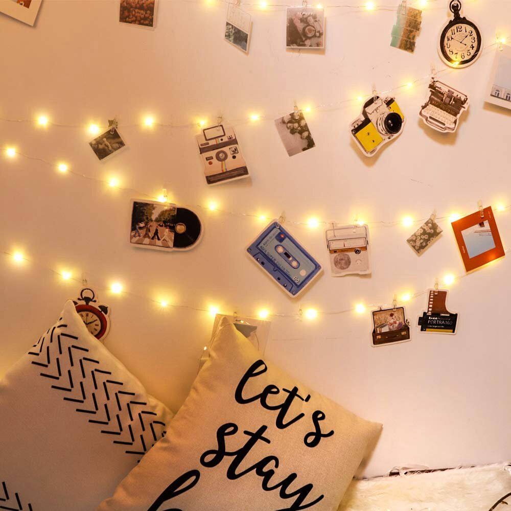 Photo Clip String Lights Battery Powered Room Decoration Fairy String Lights for Hanging Pictures Cards Party Christmas Decor