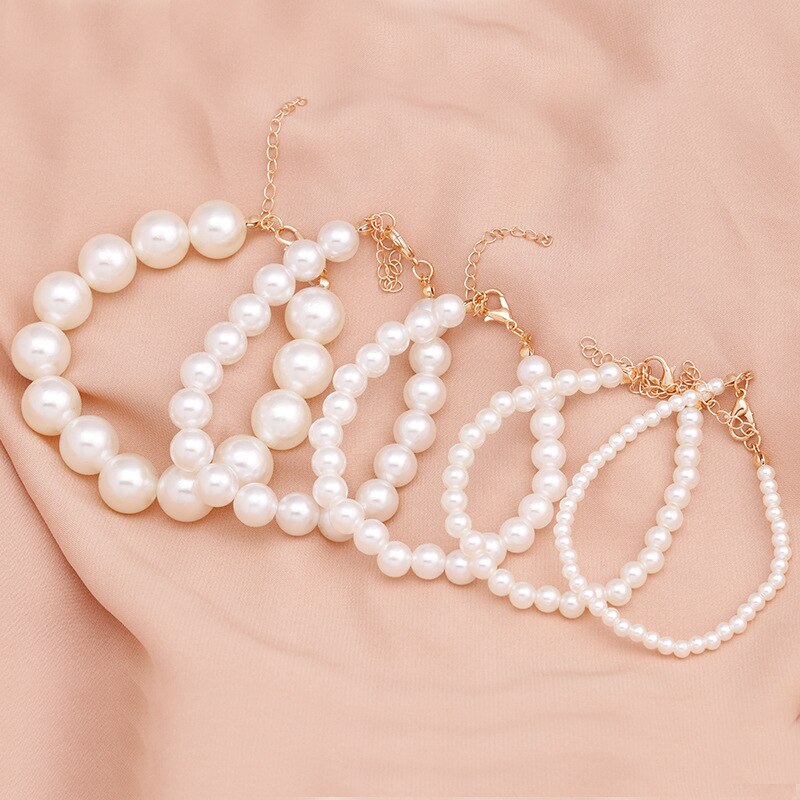 Parel Armbanden Elastische Chain Armbanden Voor Vrouwen Meisje Elegante Witte Bal Eenvoudige Sieraden Partij Bruiloft Dagelijks Leven Accessorie