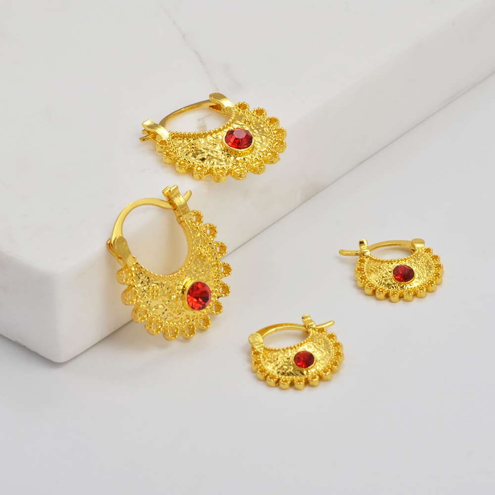 Anniyo 2.2CM/1.5CM Piccoli orecchini con strass Etiope eritrea Gioielli africani Donne Ragazze # 160916