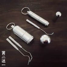 Portable Toothpick Steel Tube Metal Small Bottle Sealing Stainless Steel Tooth pick Holder Stainless Tooth Pick Set