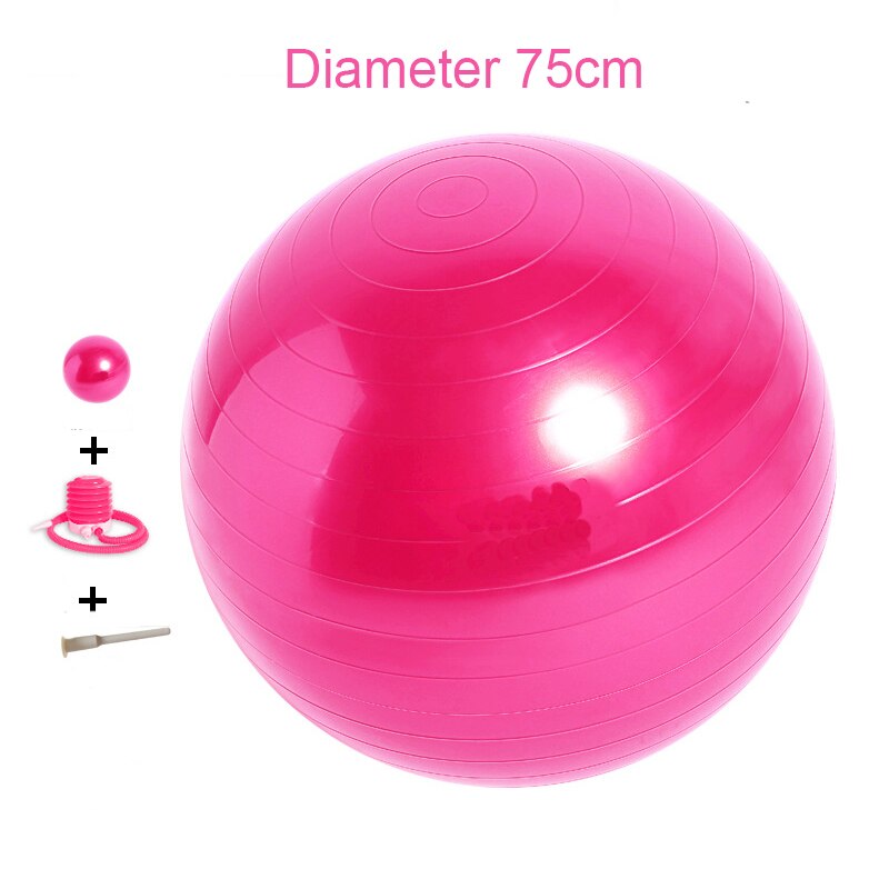 PVC Anti-burst Gym Pilates Yoga Balls Fitness Massage Balance Exercise Stability Birth Therapy Ball With Pump 55cm 65cm 75cm: 75cm pink