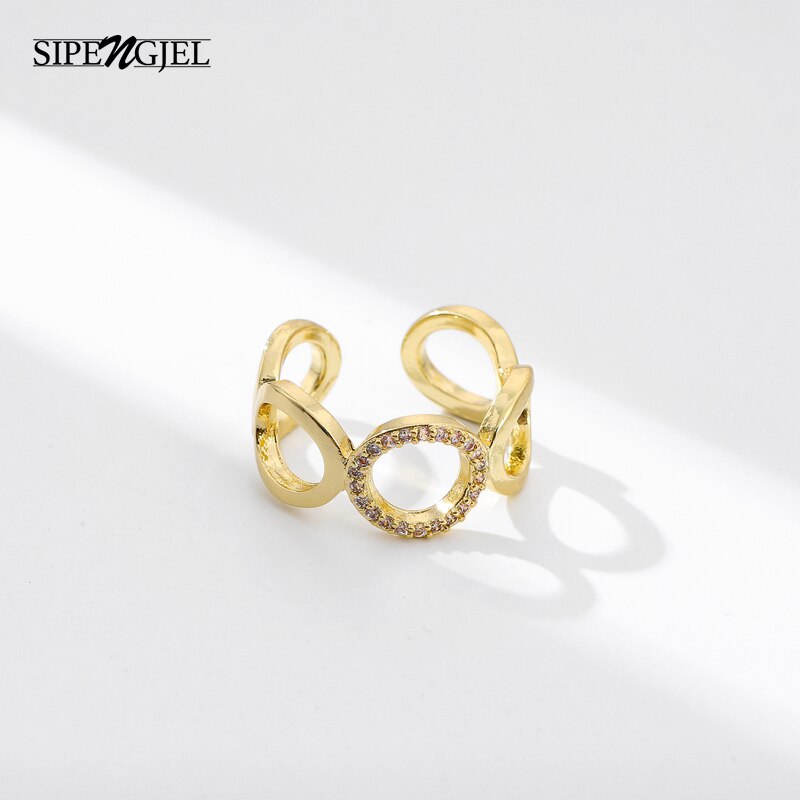 Anillos sencillos con forma de cadena para mujer, joyería para y boda, círculo ajustable abierto, Vintage,: JZ0131 GOLD