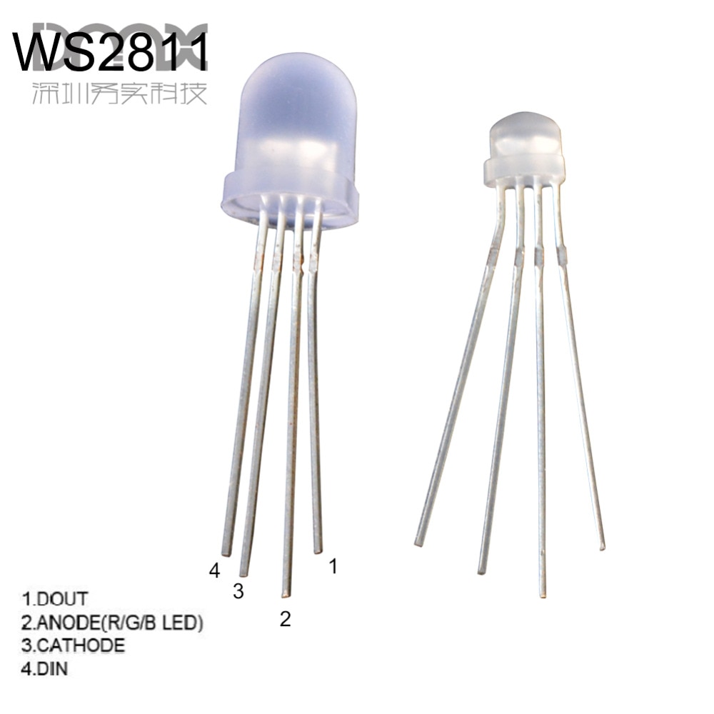 Mokungit 10 stuks  ws2811 apa 106 p9823 f5 5mm f8 8mm ronde rgb led-chipset, volledige kleuren led-chip, 5v stuks