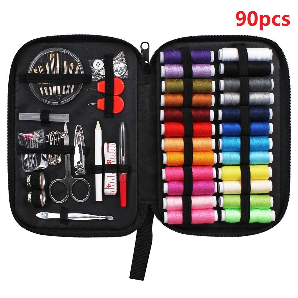Sewing Kit Box DIY Sewing Thread Needles Kits Set Hand Stitching Knitting Tools Craft Thread Sewing Accessories 70/90/97/98pcs: 90pcs