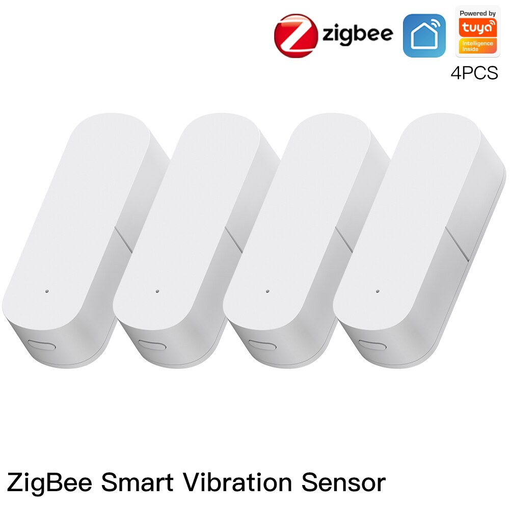 MoesHouse Zigbee Smart Vibration Sensor Detection,Tuya Smart Life APP Notification,Real-Time Motion Shock Alarm,History Record: 4 PCs