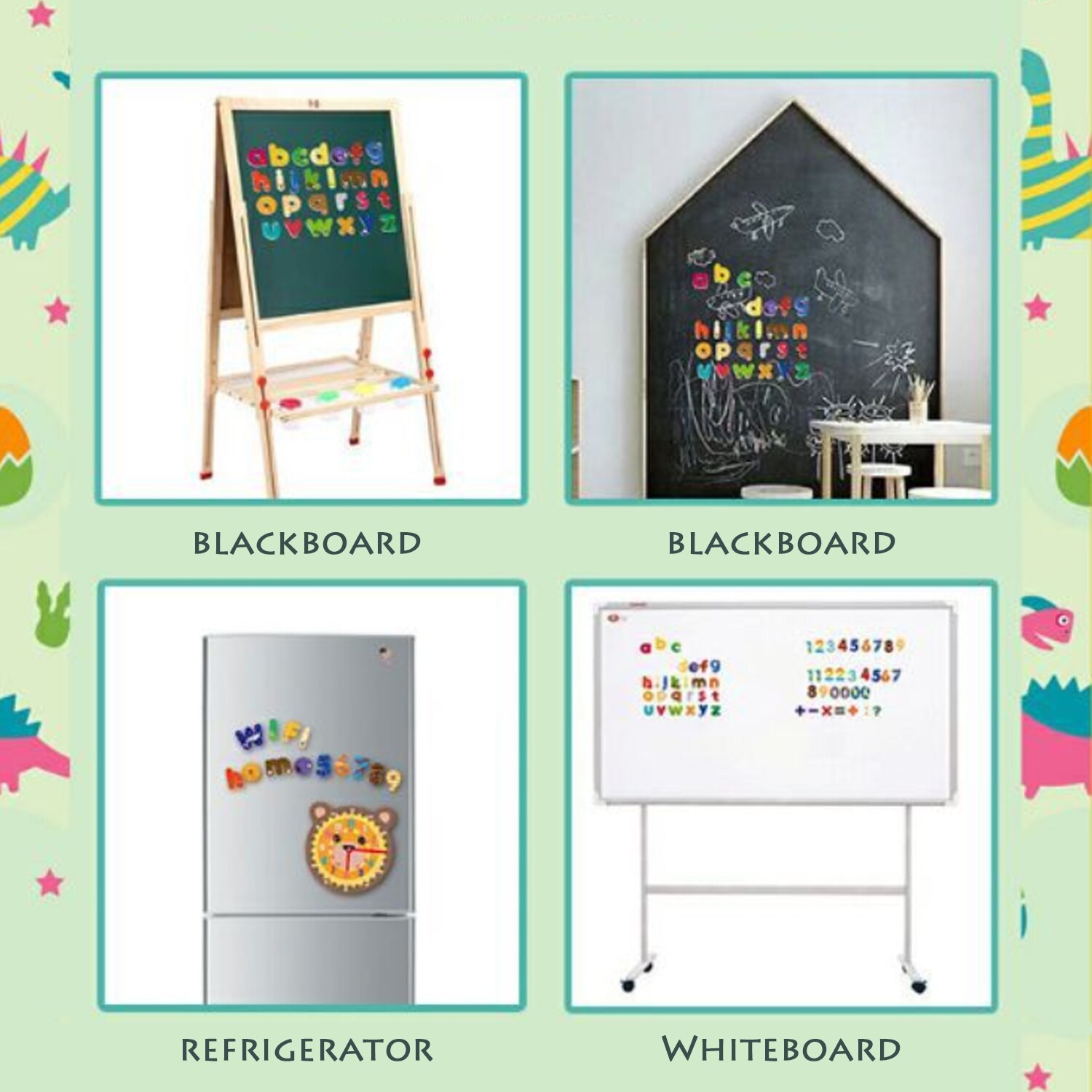 4 Set Fridge Magnet Magnetic Learning Letters + Numbers + Clock + Puzzle Blocks Style Fridge Decor Educational Toddlers Toys