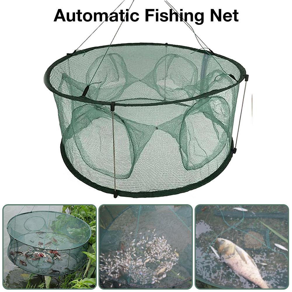 Strengthen Automatic Fishing Net Foldable Catch Crayfish Crab Trap Cage Round Shape Durable Open Lobster Fishing Shrimp