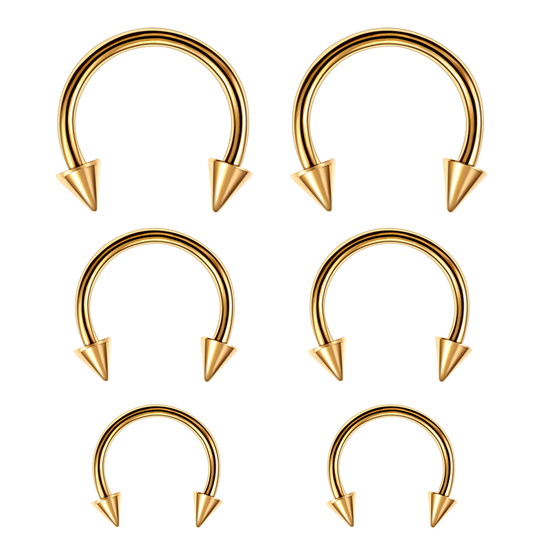 6 Stuks Septum Neus Piercing Ring Cirkelvormige Hoefijzervormige Halters Voor Oorlip Wenkbrauw Lichaam Pirercing Bal Kegel Cbb Stalen Hoepel 20G 0.8Mm: Licht Geel Kleur
