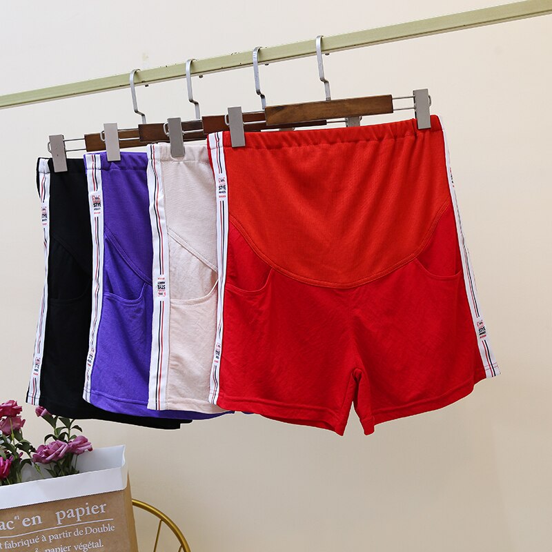 Sommar gravidbyxor sport elastiska magshorts byxor kläder för gravida kvinnor justerbara byxor med hög midja  c872