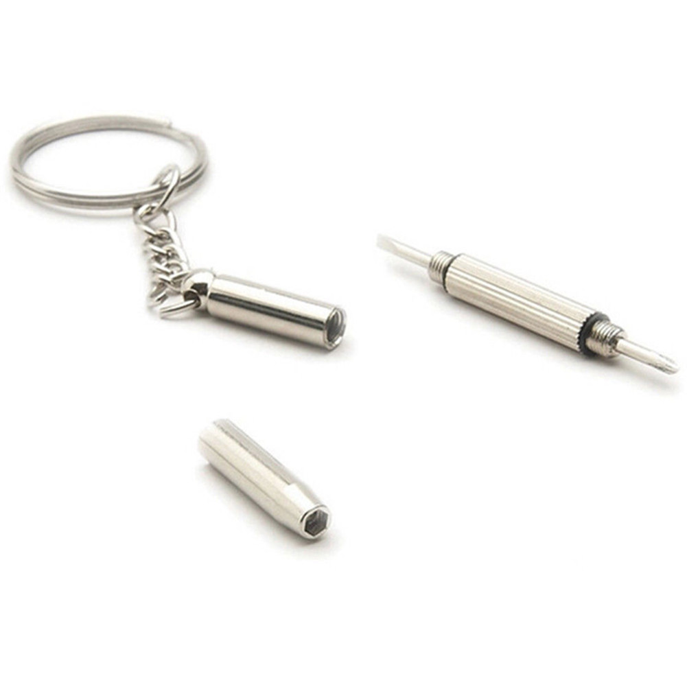Mini destornillador multifuncional 3 en 1, destornillador hexagonal cruzado ranurado, gafas, reloj de teléfono, herramienta de llavero de reparación de tornillos, 2 uds.