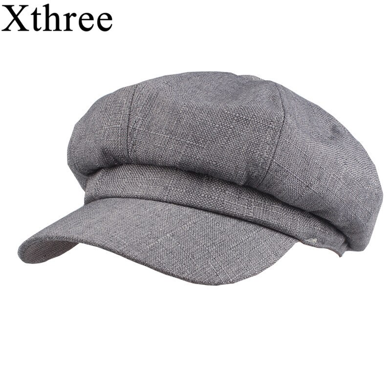 Xthree solid cotton lined Newsboy Caps for Women Spring Summer Hats Felt Cap Winter Ladies Beret Cap: Gray
