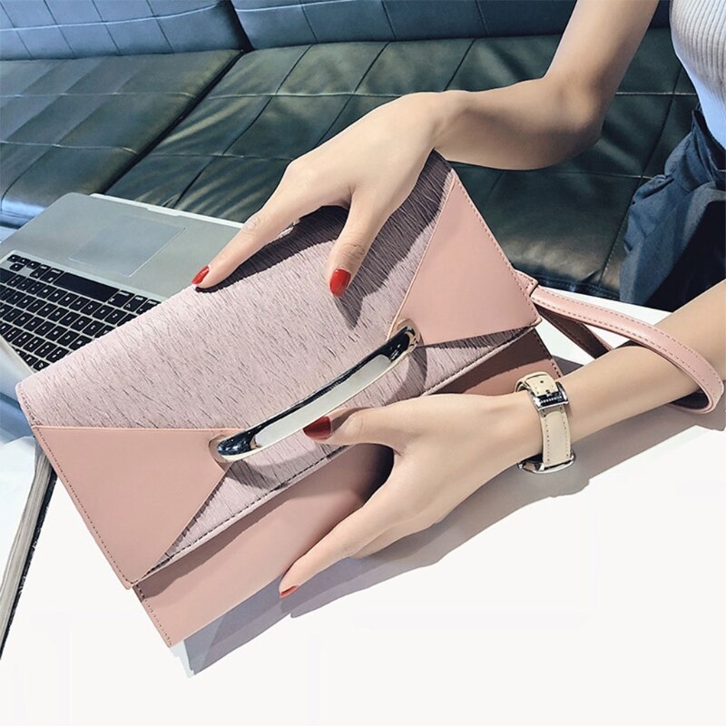 Borsa a tracolla da donna in ecopelle con patta busta da ufficio borsa da polso da donna pochette borsa a tracolla portafoglio da sera sottile